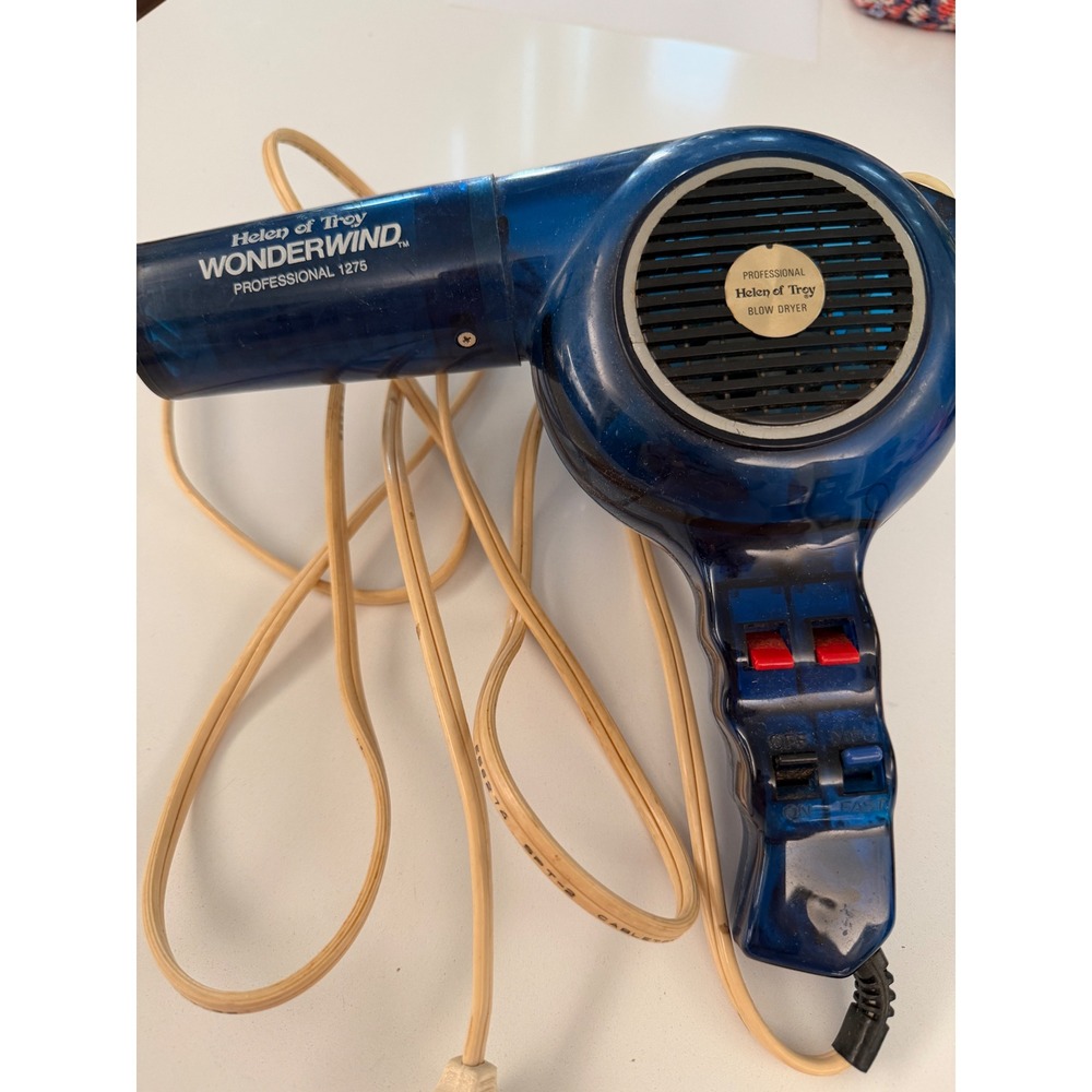 Vintage Helen of Troy Wonderwind Professional 1275 Blow Dryer Cobalt Blue 1275W